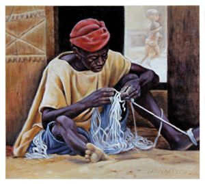 Man Untangling String - Paintings by John Lautermilch