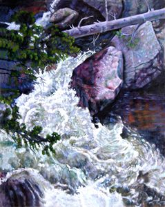 Rushing Stream Colorado 35-2004 - Paintings by John Lautermilch