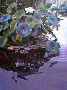 Lotus Reflections - Paintings by John Lautermilch
