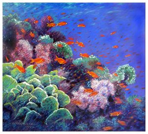 Golden Fish Reef - Paintings by John Lautermilch