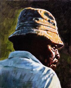 Man with a Brown Hat - Paintings by John Lautermilch
