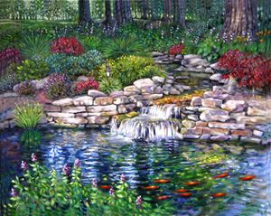 Garden Pond - Paintings by John Lautermilch
