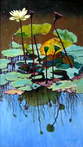 Lotus in July - Paintings by John Lautermilch
