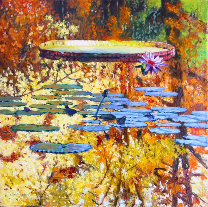 Fall Colors on the Lily Pond - Paintings by John Lautermilch