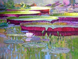 Sunlight on Lily Pads - Paintings by John Lautermilch
