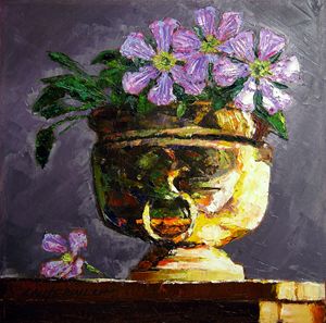 Golden Flower Pot 19-2008 - Paintings by John Lautermilch
