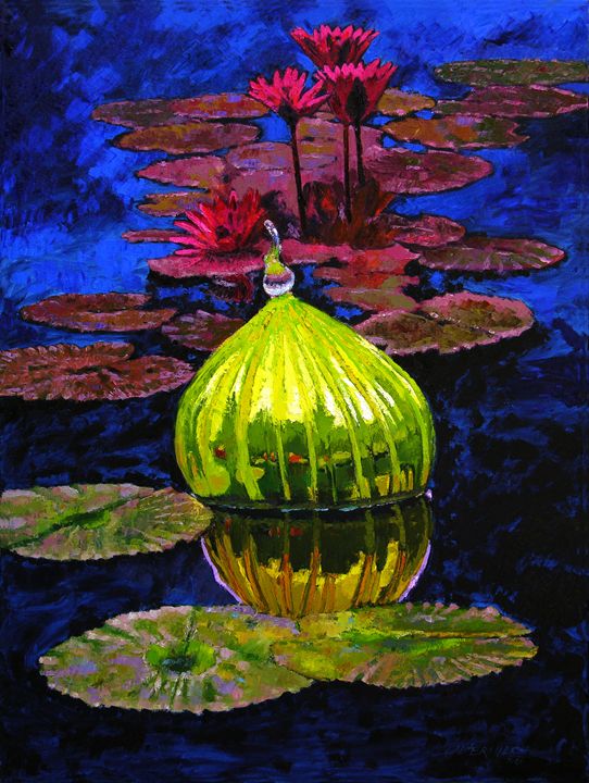 Lily and Glass Reflections 76-2008 - Paintings by John Lautermilch
