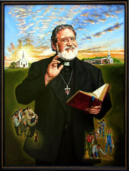 Pastor Klaus portrait - Paintings by John Lautermilch