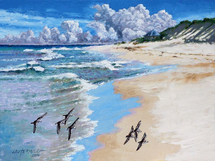 Beach Walking - Paintings by John Lautermilch
