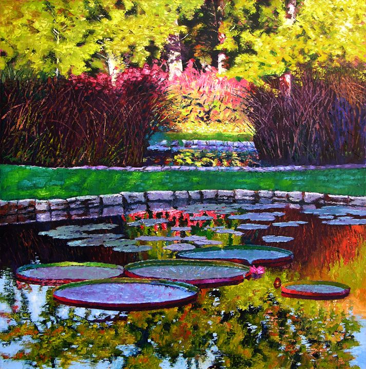 Garden Ponds Tower Grove Park - Paintings by John Lautermilch