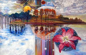 Planets Rising Over Louisiana 10-199 - Paintings by John Lautermilch