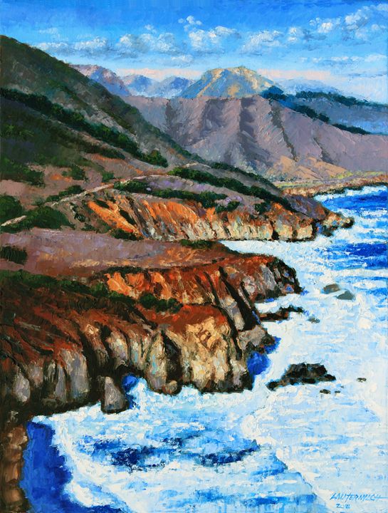 Highway Along Coastline - Paintings by John Lautermilch