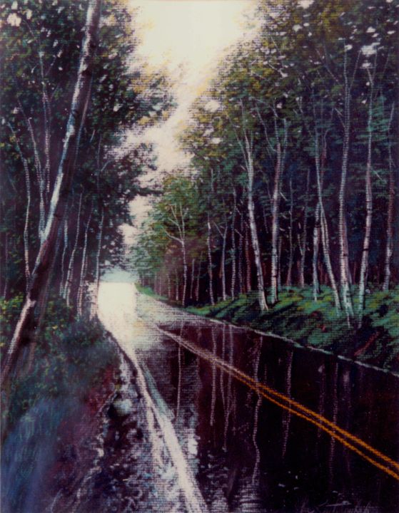 Wet Pavement - Paintings by John Lautermilch