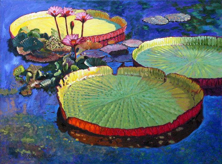 Bright Sunspots on Lilies - Paintings by John Lautermilch