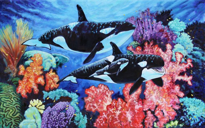 Happy Life of a Killer Whale - Paintings by John Lautermilch