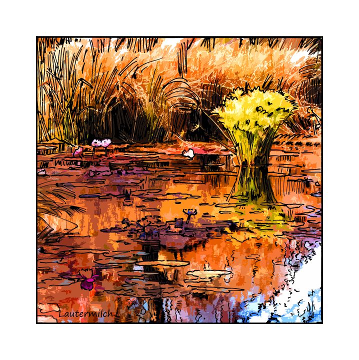 Autumn on the Garden Pond - Paintings by John Lautermilch