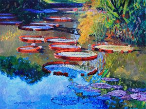 Good Morning Lily Pond - Paintings by John Lautermilch