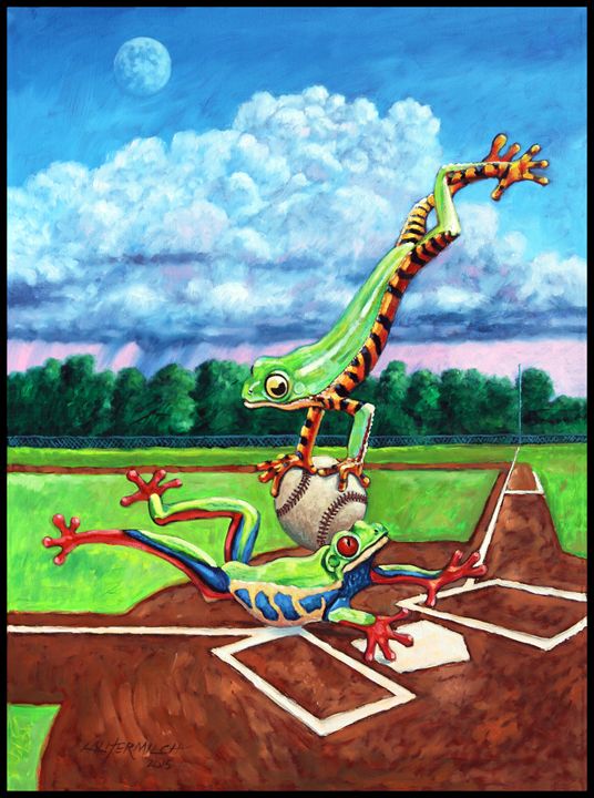 Safe At Home Plate? - Paintings by John Lautermilch