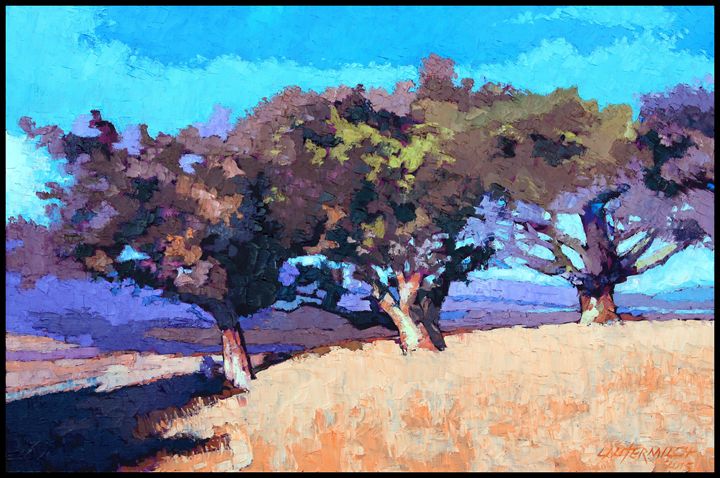Three Trees On A Hill - Paintings by John Lautermilch