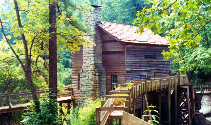 Old Watermill Near Stone Mountain - Paintings by John Lautermilch