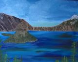 impressionistic painting Crater lake