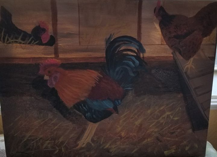 Chickens  in the barnyard. - Artbycindyj