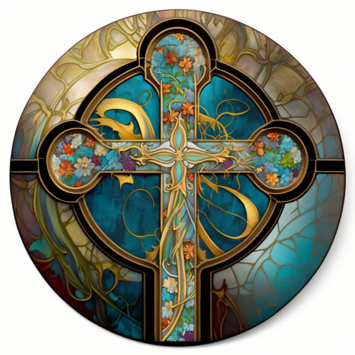 Verdigris floral Cross - Forkandspoon Art - Digital Art & AI, Religion ...