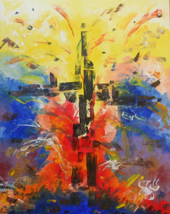 Burning Cross - Dragos Bagia - Paintings & Prints, Abstract, Figurative ...