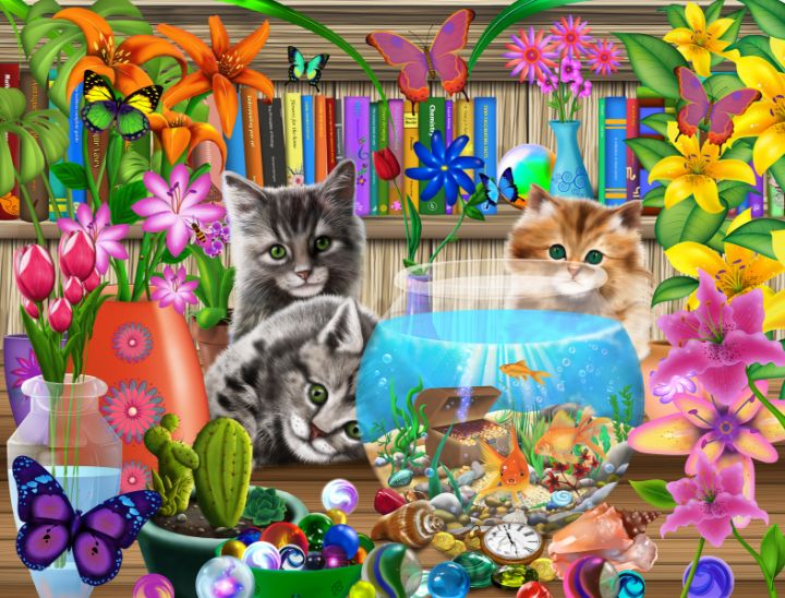Amazing Curious Kittens - Imaginary Art of Gerald Newton