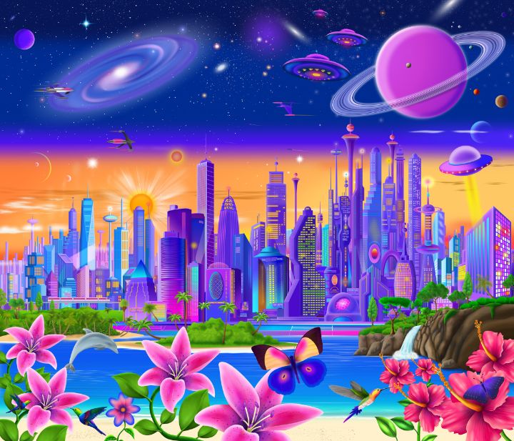 Cosmic City Oasis - Imaginary Art of Gerald Newton