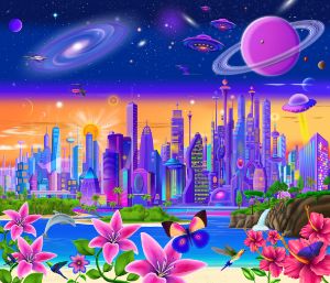 Cosmic City Oasis - Imaginary Art of Gerald Newton