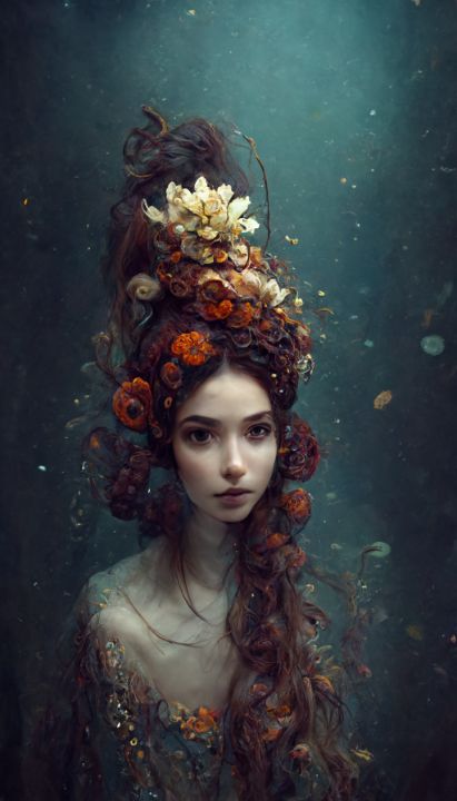 The Flower Woman - Futuristic Art - Drawings & Illustration, People ...