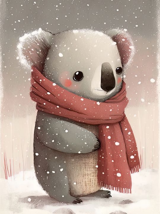 Koala in winter - Bilge Paksoylu - Digital Art, Animals, Birds, & Fish,  Bears, Other Bears - ArtPal