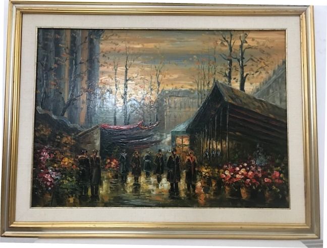 Mercato dei fiori a Parigi - Italian Art - Valuable paintings - Fine art