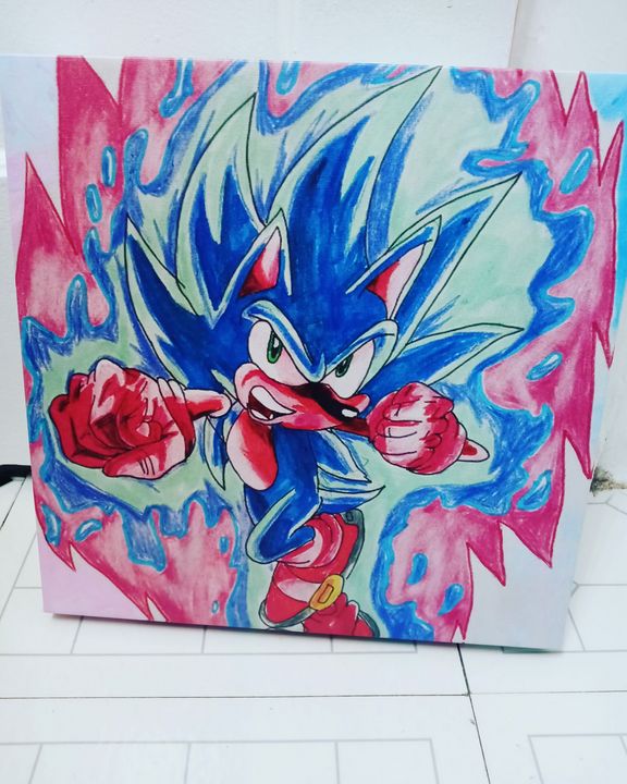 Ssj blue Kaioken Goku  Dragonball Artwork , an art print by