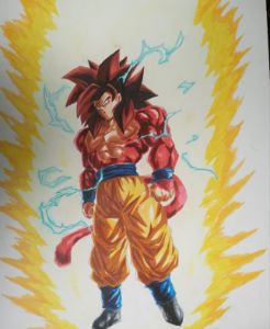 Ssj blue Kaioken Goku  Dragonball Artwork , an art print by