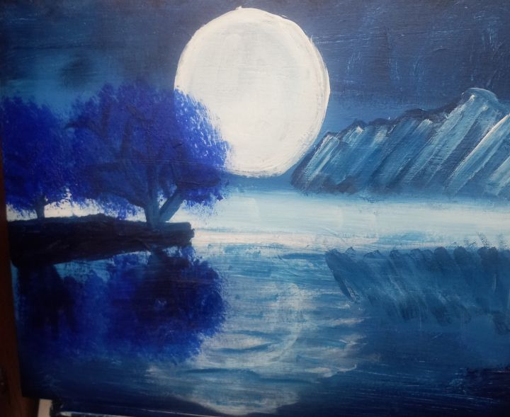 2 blue trees in the moonlit night - Salinas