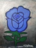 A blue rose with metallic background