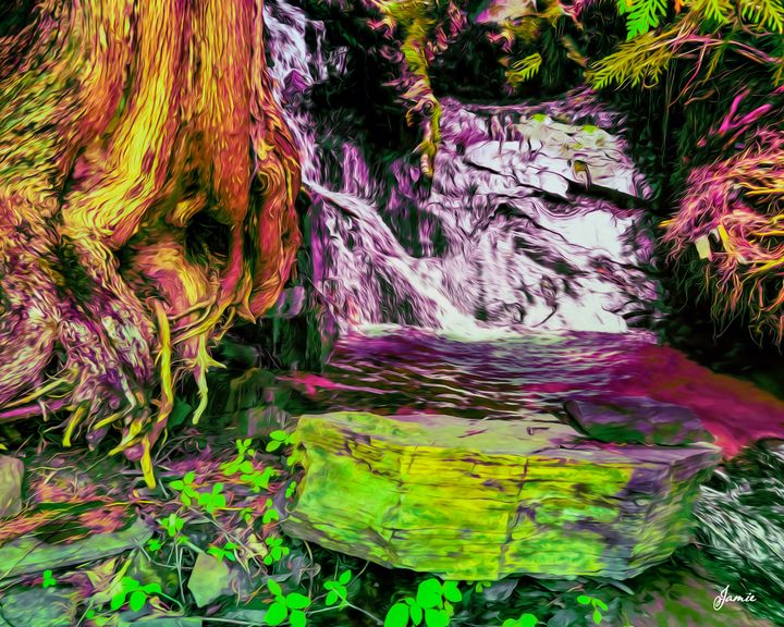 Purple Mossy Waterfall - JSJ Designs Studio