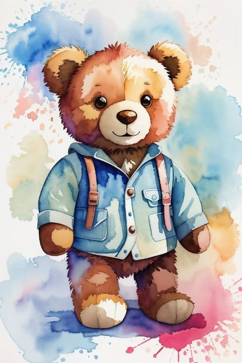 cute teddy bear - Kulay Ganzon - Paintings & Prints, Childrens Art, Toys -  ArtPal