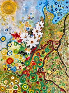 Daisies in a abstract field - Angela Tocila Art