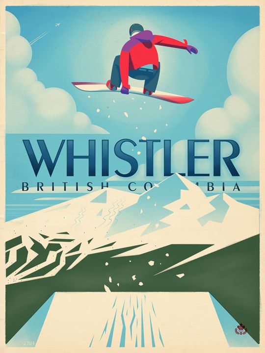 Vintage Whistler "Snowboard Booter" - James Tuer Prints