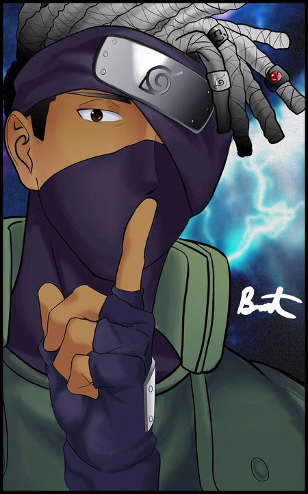 Naruto Kakashi sensei (black) - @brentthecreator gallery - Digital Art,  People & Figures, Animation, Anime, & Comics, Anime - ArtPal