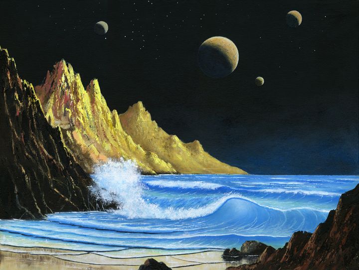 Rise of the Moons on an Exoplanet - Landscape & Space Art of Suresh N C