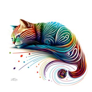 Colorful Rainbow Illustrated Cat