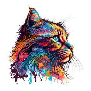 Colorful head of a Cat Illustration