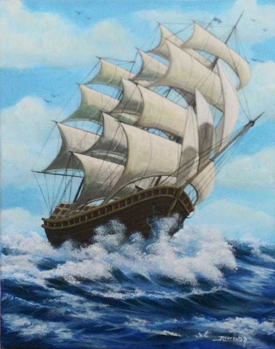 Pirate ship - JL Moreno art - Paintings & Prints, Landscapes & Nature,  Beach & Ocean, Other Beach & Ocean - ArtPal