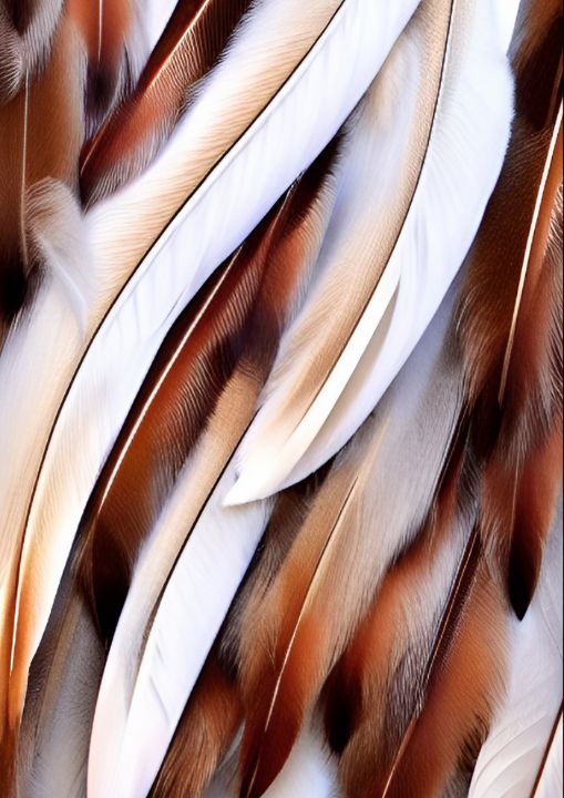 Brown Feathers - Tzur Zachary Studio - Paintings & Prints