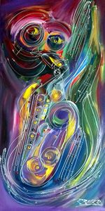 Eyes of Sax Jazz - JazzXpressionstudio Art - Drawings