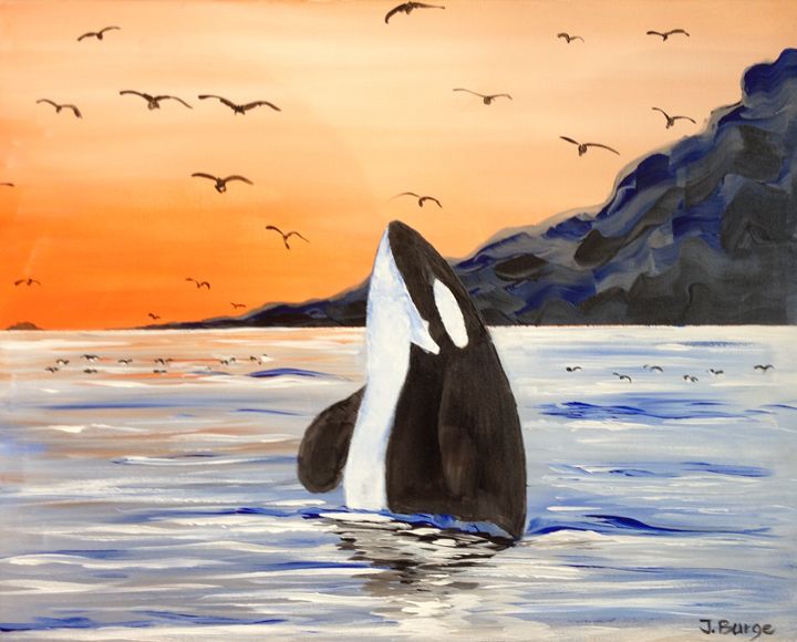 Orca and Birds - Jozsef Burge Gallery - Paintings & Prints